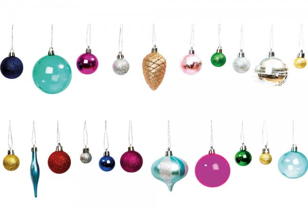 Bunte Weihnachtskugeln 27-teilig