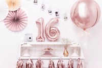 Vorschau: Metallic Zahlenballon 1 roségold 35cm