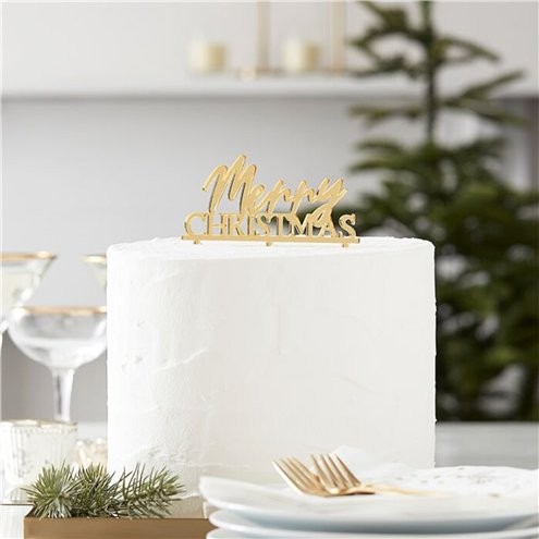 Goldene Merry Christmas Tortendeko 2