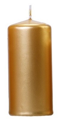 6 Stumpenkerzen Rio gold metallic 12cm