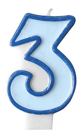 Zahlenkerze 3 blau 7cm