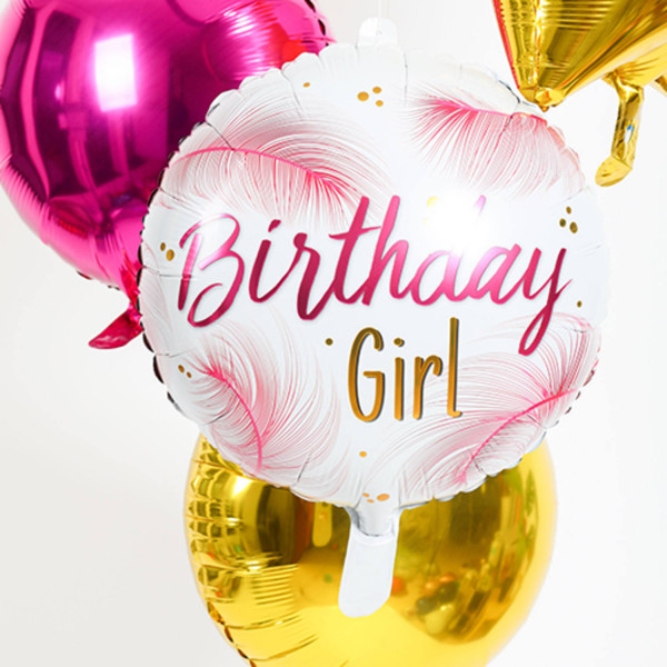 Birthday Girl Folienballon mit Federn 45cm