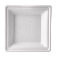 Vorschau: 50 Tiefe Zuckerrohr Teller weiß 20 x 20cm