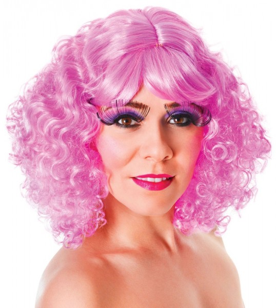 Gelockte Pinke Perücke