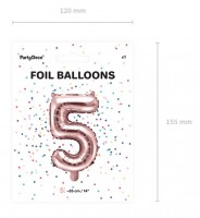 Vorschau: Metallic Zahlenballon 5 roségold 35cm