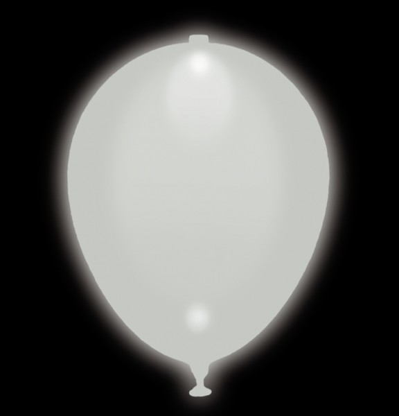 5 Glowing Partynight LED Ballons Weiß 23cm