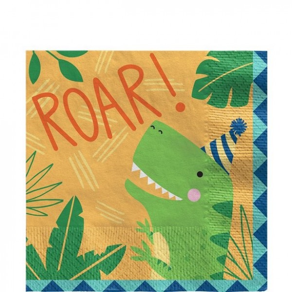 16 Dino Roar Geburtstags Servietten 33 x 33cm