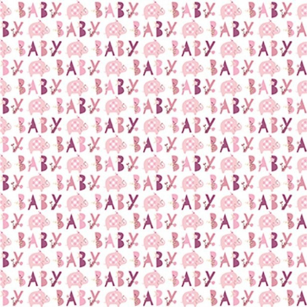 Baby Geschenkpapier mit Elefanten rosa 1,5m