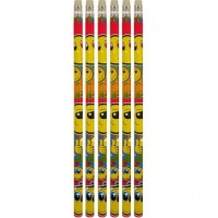 6 Smiley Bleistifte mit Radiergummi