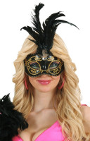 Vorschau: Elegante Venezianische Federmaske Schwarz
