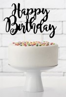 Schwarze Happy Birthday Tortendeko 22,5cm