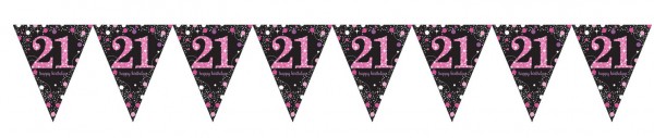 Pink Sparkling 21st Birthday Wimpelkette 3,96m 2