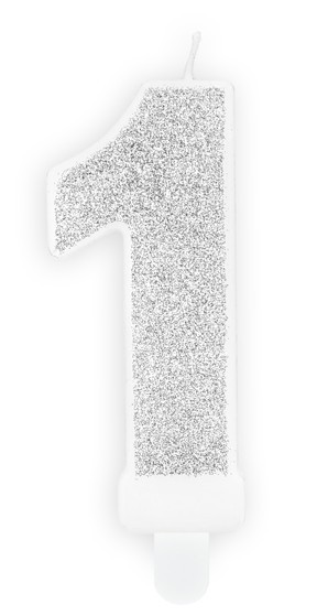 Silberschimmer Tortenkerze 1