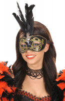 Elegante Venezianische Federmaske Schwarz