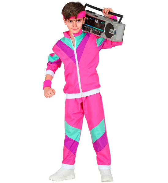 80er Jahre Jogginganzug für Kinder pink 3