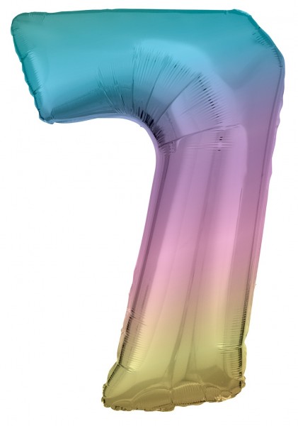 Edler Regenbogen Zahl 7 Ballon 86cm