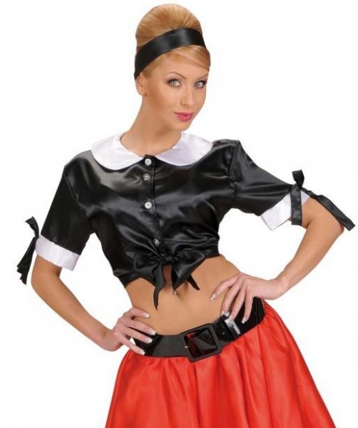 Betörende Satin Damenbluse Schwarz