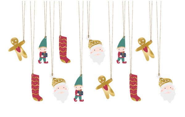 12 Weihnachts-Geschenkanhänger classic