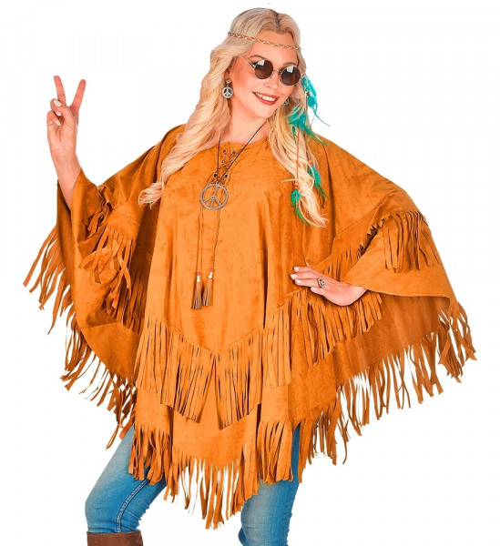 Fransen Poncho Wildlederoptik für Damen 3