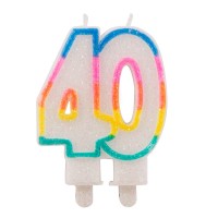 Regenbogen Zahl 40 Tortenkerzen