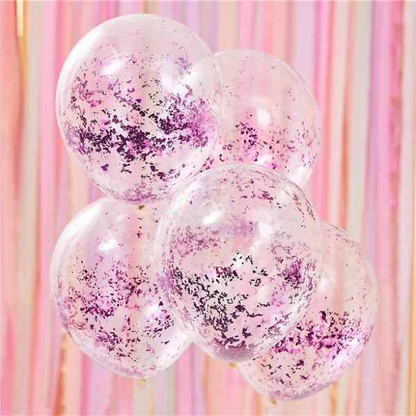 5 Lavendel Birthday Konfettiballons 30cm