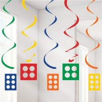5 Bunte Baustsein Spiralhänger 99cm