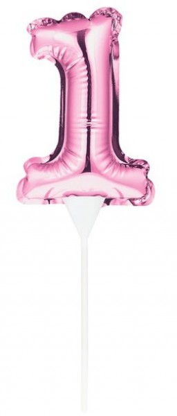 Rosa Zahl 1 Ballon Tortendeko 13cm