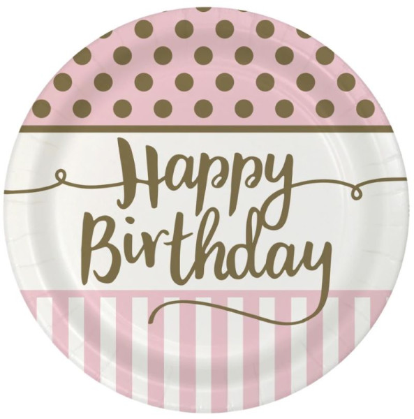 8 Lovely Birthday Pappteller 23cm