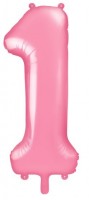Zahl 1 Folienballon rosa 86cm
