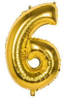Goldener Zahl 6 Folienballon 86cm