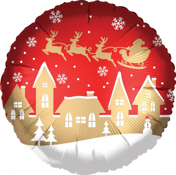 Satin Folienballon Weihnachtsdorf 43cm