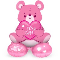 Rosa Its a girl Teddy Folienballon 61cm