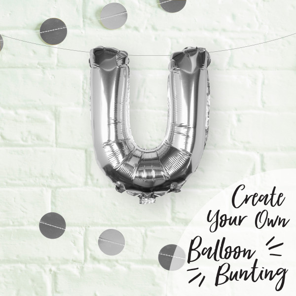 Silberner U Buchstaben Folienballon 40cm
