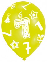 Vorschau: 6 bunte Luftballons 7.Geburtstag 27,5 cm