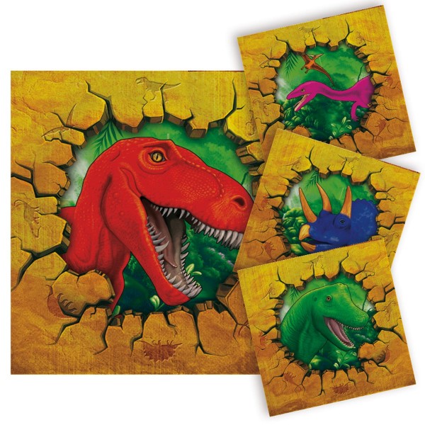 16 Servietten Dino Abenteuer 25cm