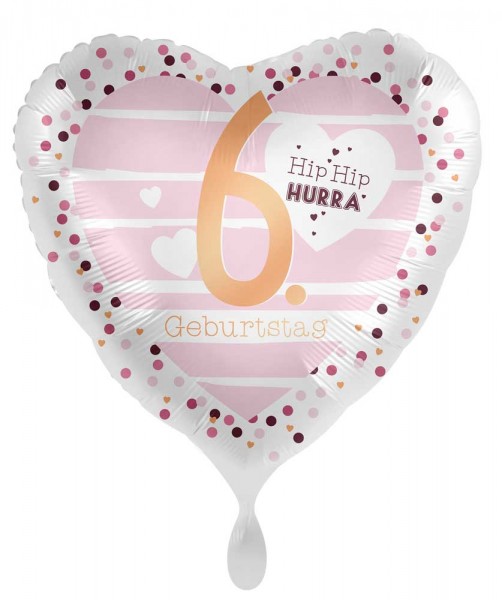 6. Geburtstag Herz Folienballon 45cm