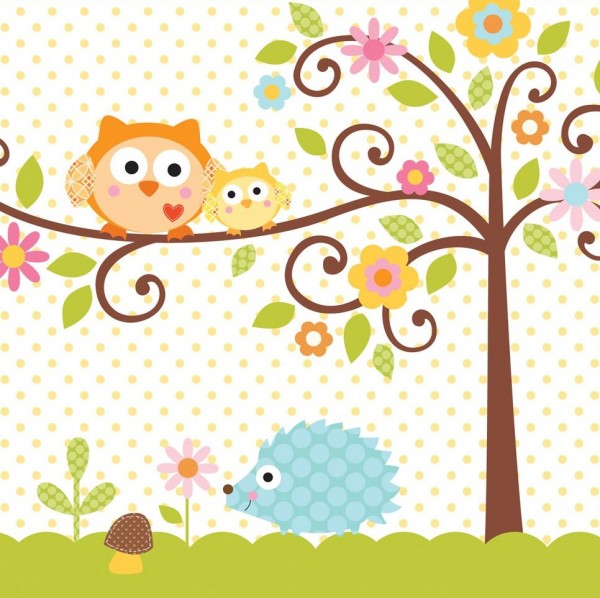 16 Woodland Babyparty Servietten 33cm
