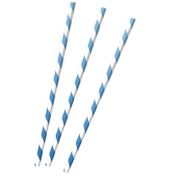 12 Shiny Blue Papier Strohhalme