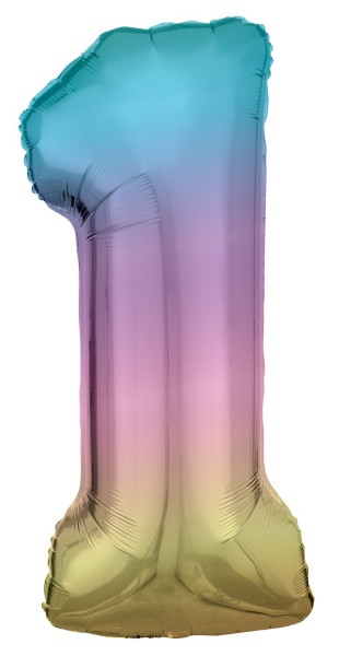 Edler Regenbogen Zahl 1 Ballon 86cm