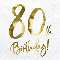 20 Glossy 80th Birthday Servietten 33cm