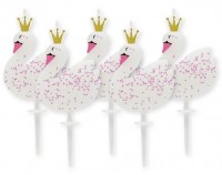 5 Royal Swan Tortenkerzen 6,7cm
