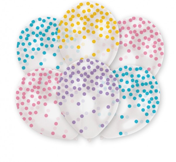 6 Luftballons Bunter Konfettiregen 27.5 cm