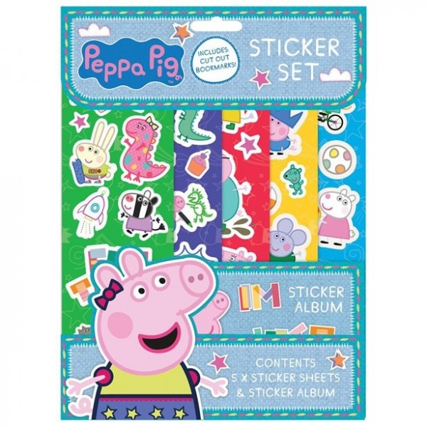 5 Peppa Wutz Sticker Bögen mit Sticker Album