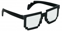 Verrückte Pixel Brille Schwarz Gamer Party