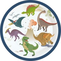 8 Happy Dinosaur Partyteller 18cm