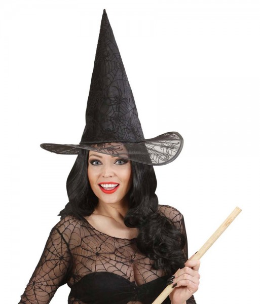 Halloween hatt häxa spindelnät glitter