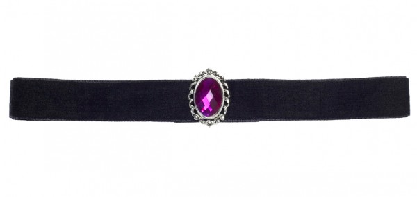 Schwarzer Choker Mit Edelstein Lila