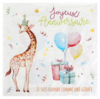 20 Zookinder Anniversaire Servietten 33cm