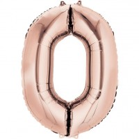 Zahlenballon 0 roségold 41cm