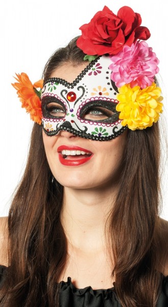 Bunte Dia De Los Muertos Blumenmaske